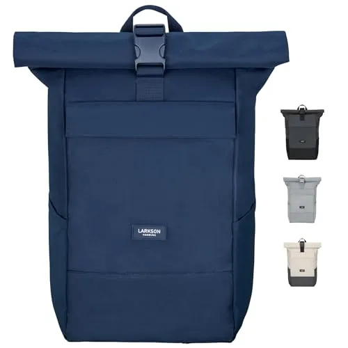 LARKSON Cityrucksack No 4 - Wasserabweisend und Rolltop für Damen und Herren - Freizeitrucksäcke mit wasserabweisender Oberfläche und praktischem Laptop-Fach, ideal für unterwegs und im Alltag.