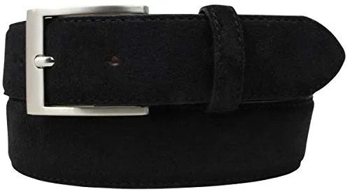 BELTINGER Italienischer Veloursleder-Gürtel 35 mm Herren | Schwarz, 120 cm - Luxuriöser Veloursleder-Gürtel für Herren, ideal als Anzuggürtel oder Jeansgürtel. Mit eleganter Zamak-Schließe und hochwertiger Verarbeitung für langanhaltenden Tragekomfort.