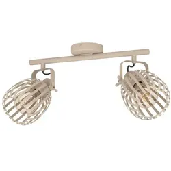 Eglo Girona 2-flammiger Deckenspot in Sandfarben - Stylische Deckenleuchte mit zwei sandfarbenen Lampenschirmen aus Flachmetall. Perfekt für Schlafzimmer, Wohnzimmer oder Flur. E27-Sockel für individuelle Lichtgestaltung.