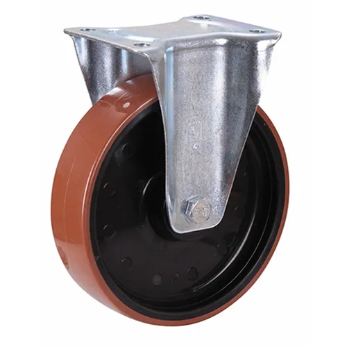 VARIOFIT Bockrolle Polyurethan 200 x 50 mm - Hochwertige Bockrolle mit 350 kg Tragkraft, ideal für Möbel und Geräte, hergestellt in Deutschland und langlebig durch Polyurethan-Material.