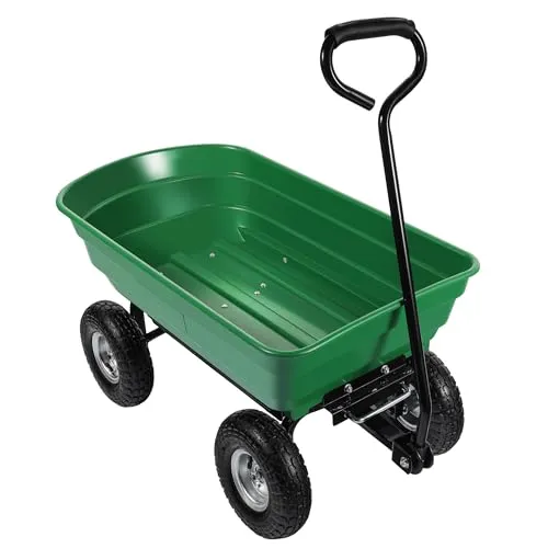 Wiltec Gartenwagen mit Kippfunktion - Robuster Handwagen für bis zu 240 kg - Bollerwagen für Gartenarbeit mit 75 l Volumen, ideal für den Transport von schweren Lasten und einfaches Entladen dank kippbarer Ladefläche.