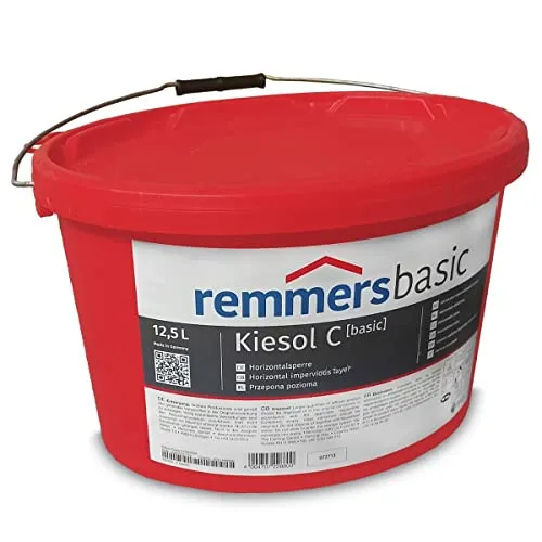 Remmers Kiesol C Spezialcreme Horizontalsperre 12,5 Liter - Lacke, hydrophobierende Spezialcreme mit 80 % Wirkstoffgehalt für optimale Penetration und hohe Ergiebigkeit, perfekt für drucklose Injektionen