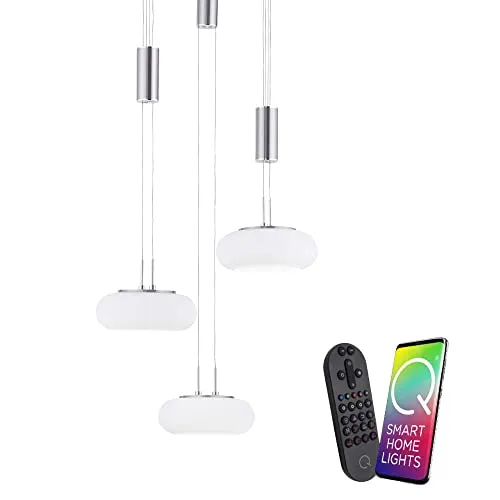 Paul Neuhaus Smarte LED-Pendellampe Q ETIENNE - Moderne LED-Pendelleuchte für Esstische, dimmbar mit CCT-Farbtemperaturregelung und Memoryfunktion, ideal für individuelles Lichtambiente.