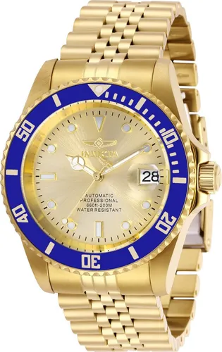 Invicta Uhr 29185 für Männer - Elegante Automatik-Armbanduhr - Stilvolle Armbanduhr für Männer mit goldfarbenem Edelstahlarmband und 200 m Wasserdichtigkeit. Ideal für jeden Anlass mit präzisem mechanischem Uhrwerk und edlem Design.