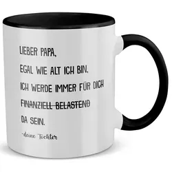 22Feels Tasse Papa Geschenk Vatertag von Tochter Vater Geburtstag Kaffeetasse Mann, Keramik, Made in Germany, Spülmaschinenfest, Zweifarbig schwarz|weiß