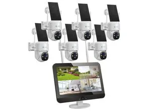 LUVISION Dual WLAN PTZ Überwachungssystem - Überwachungskameras mit 4MP Auflösung und schwenkbaren Funktionen, inkl. LED Monitor und Solarenergie für maximale Flexibilität, ideal für Innen- und Außenbereiche.