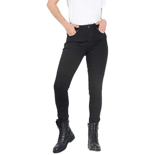 John Doe Motorradjeans Ruby Lady XTM Monolayer Damen Motorradhose Slim Fit, Black, 32/32 - Motorradhosen – Slim Fit mit hohem Bund, CE-zertifiziert mit Knie- und Hüftprotektoren für optimalen Schutz und Komfort beim Fahren.