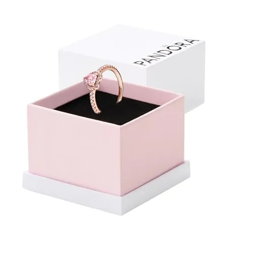 PANDORA ROSE Timeless Ring "Funkelndes Herz" 14k rosévergoldet - Ringe für Damen, handgefertigt aus 14k rosévergoldeter Metalllegierung mit einem erhabenen rosafarbenen Herzstein und funkelnden Zirkonia für einen eleganten Look.