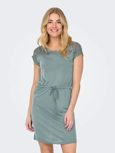 Spitzenkleid "ONLSINDY LIFE S/S O-NECK MIX DRESS JRS" - Bequem und feminin in Größe L (40) - Sommerkleider, weiches Jersey und elegante Spitze sorgen für Komfort und Stil – perfekt für warme Tage!