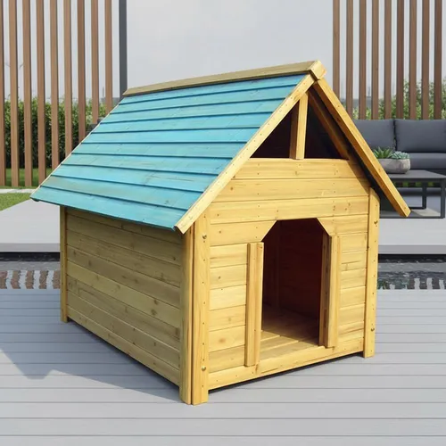 Feel2Home Hundehütte 95cm - Wetterfeste Haustierhütte aus Holz - Tierhäuser für Indoor und Outdoor, aus lasiertem Holz, pflegeleicht und ideal für Schutz bei jedem Wetter.