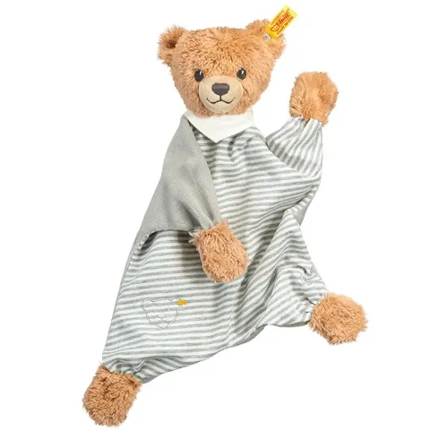 Steiff Schmusetuch Schlaf-gut Bär, grau - niedlicher Begleiter für entspannte Nächte, waschmaschinenfest und ideal ab Geburt