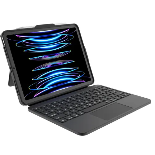 DEQSTER Prime Keyboard PKU3 für iPad Air M2/M3 11" (2024/2025) - USB-C, DE-QWERTY, Schwarz - Praktische Tastatur für iPad Air M2/M3 mit komfortabler DE-QWERTY-Anordnung. Ideal für effizientes Arbeiten und kreative Projekte.