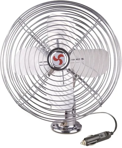 Wehmann Ventilator Jumbo 12V - Hochleistungs-Ventilator für Auto und Wohnmobil, komplett aus Metall, mit drehbarem Kugelgelenk und verchromtem Gitter für optimale Luftzirkulation.