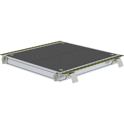Munk Gleispodest starr GFK Gitterrost - Leitern: Rutschhemmender GFK-Gitterrost mit Automatikbremse für sicheres Verschieben und bis zu 300 kg Belastung, perfekt für Gleisarbeiten.