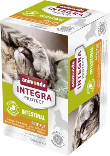animonda INTEGRA PROTECT Intestinal Pute Pur (6 x 100 g), Katzen Diätfutter bei Durchfall & Erbrechen, Katzenfutter mit Pute und Reis, leicht verdauliches Nassfutter für Katzen