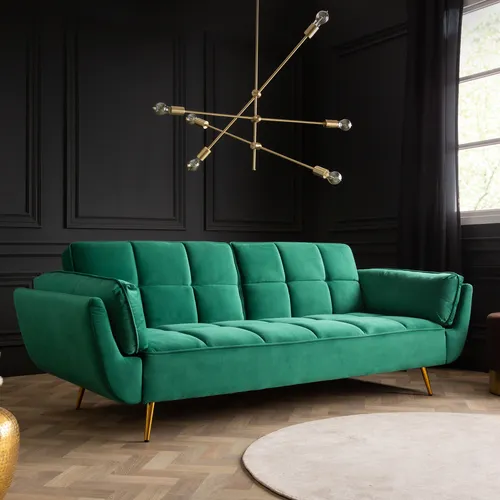 Riess-Ambiente Schlafsofa BOUTIQUE 213cm smaragdgrün mit Samt-Bezug - Elegantes Schlafsofa in smaragdgrün, ideal für stilvolle Wohnräume. Mit komfortabler Nosagfederung und zwei Zierkissen für zusätzlichen Komfort. Perfekt für entspannte Stunden.