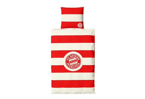 FC Bayern München Wendebettwäsche 135 x 200 cm - Sportfan Bettwäsche in Rot-Weiß mit gedrucktem Logo, 100% Baumwolle, ideal für wahre Fans des Rekordmeisters und perfekt für ein gemütliches Fußballerlebnis.