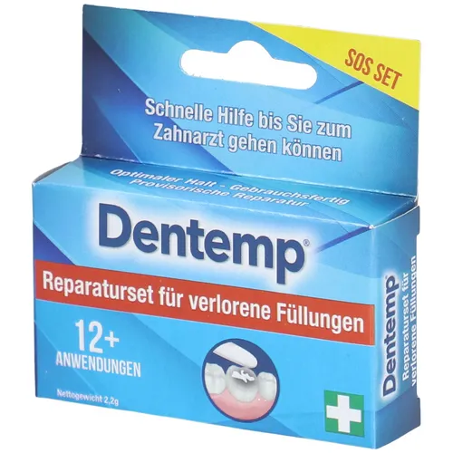 Dentemp® Reparaturset für verlorene Füllungen - Zahnpflegezubehör, repariert verlorene Füllungen schnell und effektiv, lindert Beschwerden bis zum nächsten Zahnarztbesuch.