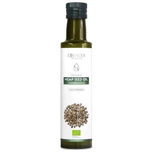 Essences Bulgaria Bio-Hanfsamenöl Kaltgepresst 250ml | 100% Naturrein | Nativ | Aus Eigenem Familienunternehmen | Extra-Premium-Qualität | Ohne Konservierungsstoffe | Ohne Gentechnik | Vegan