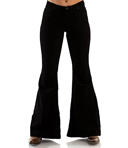 COMYCOM Damen Jeans Schlaghose Black - Vintage Flared-Jeans im 70er-Jahre Stil - Stilvolle Damen Flared-Jeans mit Bootcut-Schnitt und enganliegender Slimfit-Passform, ideal für Retro-Outfits. Hochwertiger Denim sorgt für Langlebigkeit und perfekten Tragekomfort bei jedem Anlass.