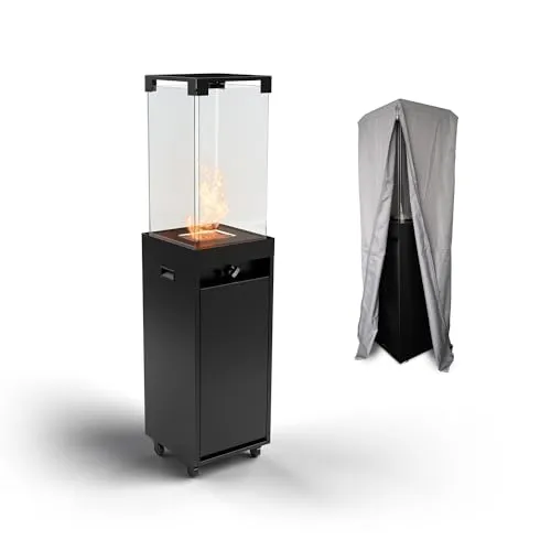 Planika Faro Terrassenheizer Gas 8kW - Eleganter Heizstrahler für Garten und Terrasse mit 360-Grad-Flammensicht und automatischer Sicherheitsabschaltung. Genießen Sie bis zu 55 Stunden Wärme mit umweltfreundlicher Propanverbrennung.