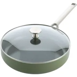 BK Sublime Schmorpfanne 28 cm Olive Green - Die BK Sublime Schmorpfanne 28 cm Olive Green eignet sich perfekt für große Steaks oder Eintöpfe. Mit der PFAS-freien Antihaftbeschichtung und dem praktischen Glasdeckel garen deine Gerichte gleichmäßig, ohne Wärmeverlust.