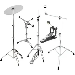 XDrum HP-Semi5 Hardware Pack 5-teilig - Vielseitiges Schlagzeugzubehör-Set mit Galgenbeckenständer, geradem Beckenständer, Snare Drum-Ständer und Fußmaschinen für optimale Performance.