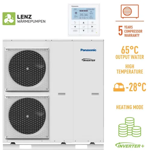 Panasonic Aquarea T-CAP Monoblock-Wärmepumpe 9 kW - Wärmepumpe mit 9 kW Leistung, ideal für kalte Klimazonen. Bietet volle Heizleistung bis -20 °C und erreicht Wasservorlauftemperaturen bis 65 °C für Neubauten und Sanierungen.