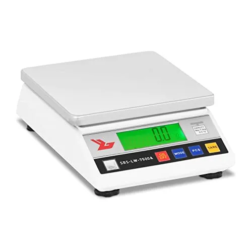Steinberg-Systems Digitalwaage SBS-LW-7500A - Feinwaage mit Stückzählfunktion bis 7,5 kg, automatische Startjustierung und präzise Teilung von 0,1g, ideal für den professionellen Einsatz.
