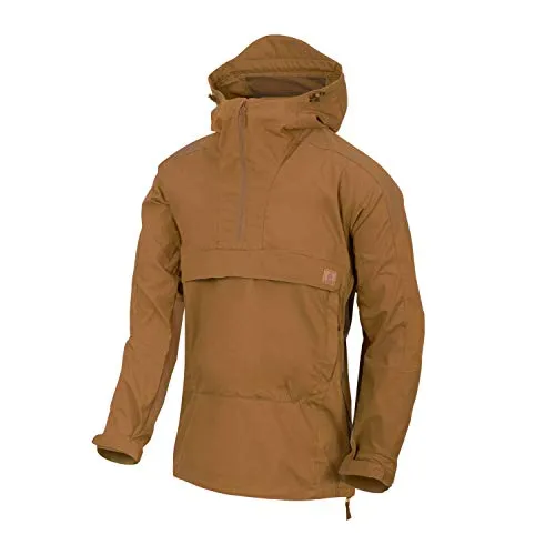 Helikon-Tex WOODSMAN Anorak Jacket® - Coyote - Funktionsjacke aus DuraCanvas und StormStretch, atmungsaktiv und wasserabweisend, ideal für Bushcraft und Outdoor-Aktivitäten mit verstellbarer Kapuze und praktischen Taschen.