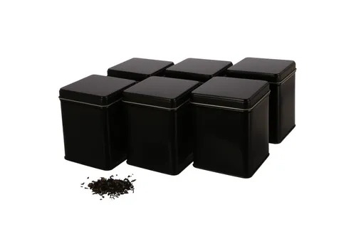 DOSENRITTER Teedose WATSON, (6-tlg., Schwarz eckig), Aromadicht, Stapelbar