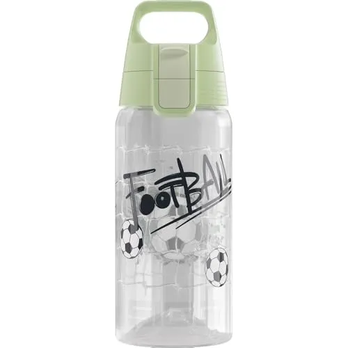Sigg - Trinkflasche Kinder - Viva One Football Splash - Für Kohlensäurehaltige Getränke Geeignet - Auslaufsicher - Spülmaschinenfest - BPA-frei - Sport & Schule - Transparent - 0,5L
