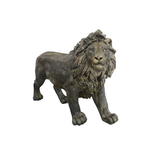 AFG Tierfigur Stehender Löwe - Imposante Gartenfigur in Gold - Dekorative Dekofigur aus Kunstharz, detailreich und kraftvoll in der Pose. Ideal für Wohnbereich oder Garten, wetterfest für Innen- und Außenbereich.