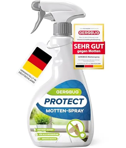 Anti Motten-Spray 500 ml - Effektive Mottenbekämpfung mit Langzeitwirkung - Schädlingsbekämpfung: Das Anti-Motten-Spray wirkt sofort gegen Lebensmittel- und Kleidermotten, ist bis zu 3 Monate wirksam und hinterlässt keine Flecken auf Textilien.