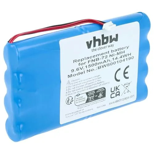 vhbw Akku kompatibel mit Yaesu FT817, FT-817ND, FT-817 Funkgerät, Walkie Talkie (1500 mAh, 9,6 V, NiMH)