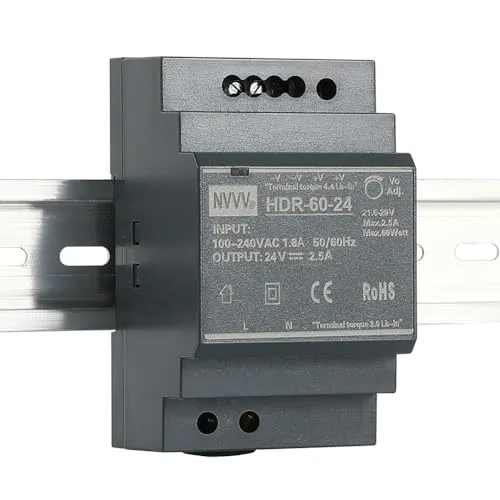 HDR-60-24 DIN-Schienen-Netzteil, 60 W, 24 V, 2,5 A, Hutschienen Netzteil Transformator DIN-Rail
