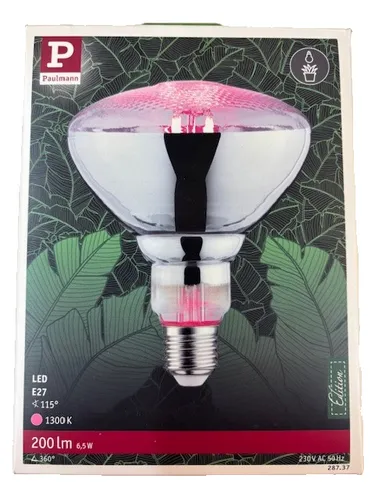 Paulmann LED-Pflanzenlampe Wachstum 230V E27 6.5W Bernstein - Energiesparlampe für optimales Pflanzenwachstum, ideal für Innenräume ohne Tageslicht, mit hochwertigem Vollglas-Leuchtmittel.