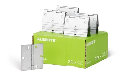 Alberts 850272 Scharnier | 60 x 60 mm | 20er Set - Schrank- und Möbelscharniere, quadratisch und sendzimirverzinkt für hohe Stabilität, ideal für präzise Möbelmontage.