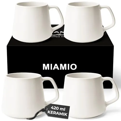 MiaMio Tasse Luxe Coffee Mugs Set of 4 White - Set von 4 eleganten weißen Kaffeetassen, ideal für stilvolle Kaffeepausen und besondere Anlässe.