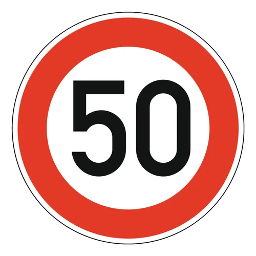 Adco Verkehrszeichen 274-50 Ronde 600 mm 50 km/h RAL-Gütezeichen Folie RA1