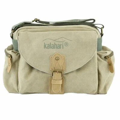 Kalahari Molopo K-41i - Canvas Schultertasche für kleine bis mittelgroße Kameras, praktische Polsterung und außergewöhnliches Design in Khaki
