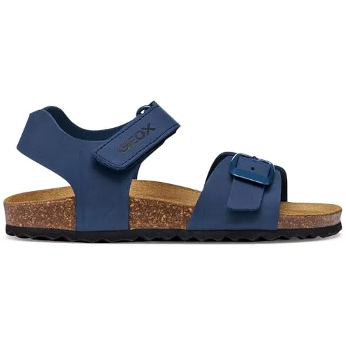 Geox J Ghita Boy B Sandale, DK Blau, 35 EU - Bequeme Jungen-Sandale mit atmungsaktivem Design, ideal für warme Tage und Spiel im Freien.