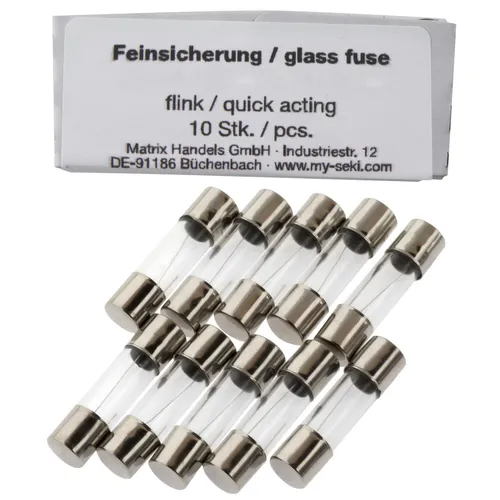 SeKi 10 Stk. Feinsicherung 0,63A (630mA), 5x20mm, Flink - Glassicherung