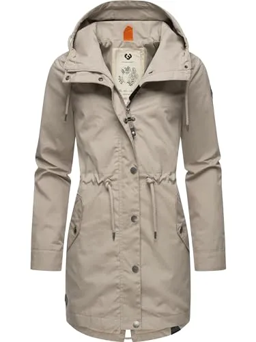 RAGWEAR Damen Parka "Canny" in Bone, Gr. XXL - Funktionsjacke mit großer Kapuze, atmungsaktiv und windabweisend, ideal für die Übergangszeit - stylisch und bequem.