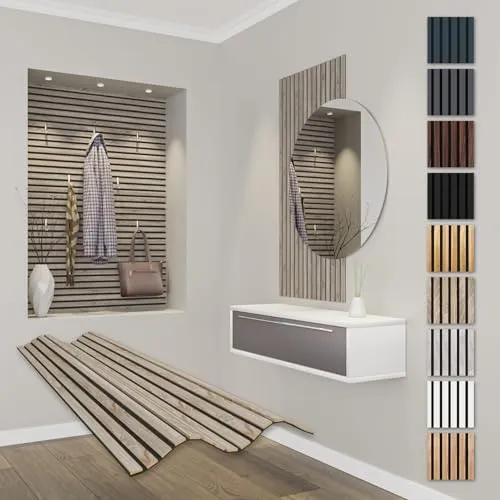 HEXIM Akustikpaneele 118x60cm - Flexible Holzpaneele für optimale Raumakustik - Akustikpaneel in Sonoma Oak, 1180 mm hoch, 0,71 m² Fläche. Ideal zur Verbesserung der Raumakustik mit einfacher Montage. Flexibles Design für jeden Einsatzbereich, langlebig und ästhetisch.