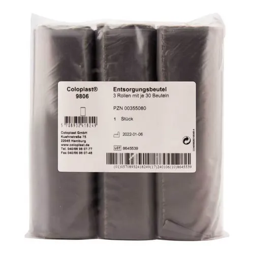 Coloplast Entsorgungsbeutel grau 3 Rollen a 30Stück Art.Nr. 9806 Inhalt: 90 St