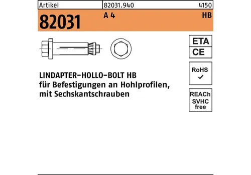 Lindapter Hohlraumdübel R 82031 m.6-kantschraube HB 10-2 ( 70/41) A 4
