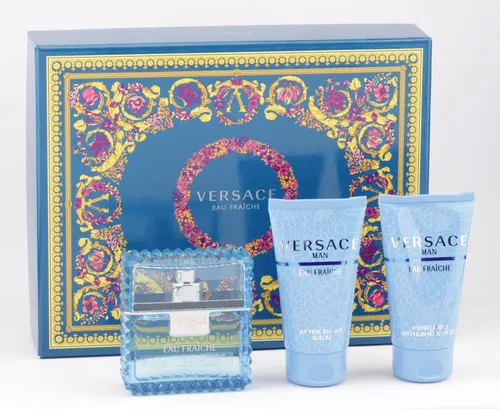 Versace Man Eau Fraiche Set - 50ml EDT, Shower Gel & After Shave Balm - Herrendüfte: Komplettes Pflege-Set mit erfrischendem Duft, ideal für den modernen Mann, der Wert auf Stil und Pflege legt.