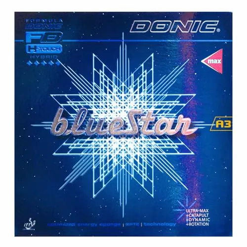 DONIC Belag Bluestar A3 (Rot, Max) - Hochwertiger Tischtennisbelag - Der DONIC Bluestar A3 in Rot bietet optimale Kontrolle und Spin für Ihr Spiel. Ideal für ambitionierte Spieler, die ihre Leistung steigern möchten.