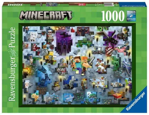 Ravensburger Puzzle Minecraft Mobs 17188 - 1000 Teile, ideal für Puzzle-Fans ab 14 Jahren und kreative Stunden